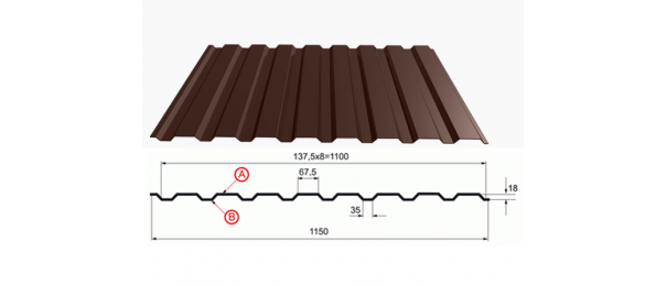 Профнастил коричневый оцинкованный  RAL 8017 С-20 купить недорого в Дмитрове