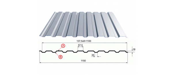 Профнастил оцинкованный С-20 1100x3000 купить недорого в Дмитрове
