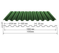 Профнастил зеленый оцинкованный  RAL 6005 С-21